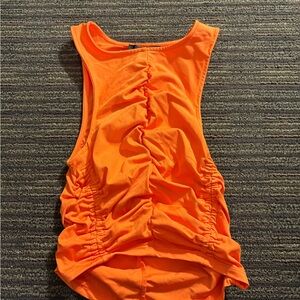Vibrant Orange Ruched Tank Top